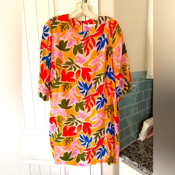 Olivaceous Colorful Tropical Print Shift Dress Sz Med - Picture 2 of 6